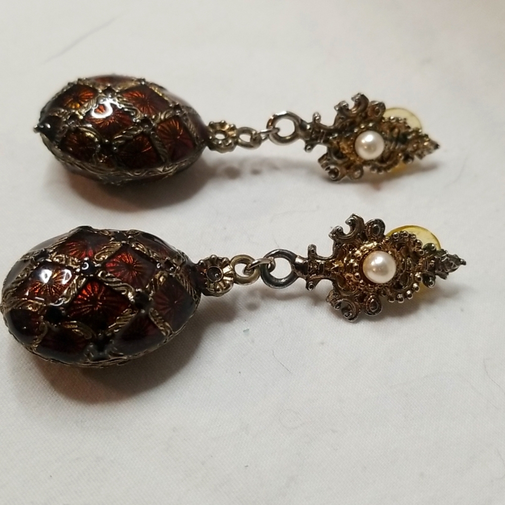 **Vintage 1980s Renaissance Earrings | Ornate Metal Statement Earrings | Ren Fai